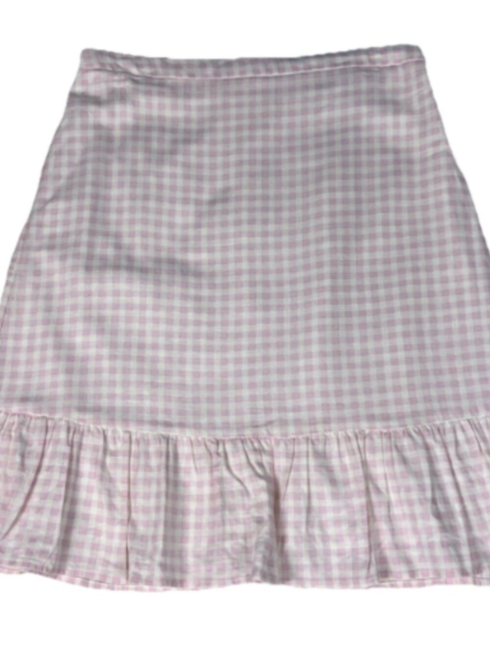 Draper James RSVP Ruffle Hem Skirt Linen Blend Pink Gingham